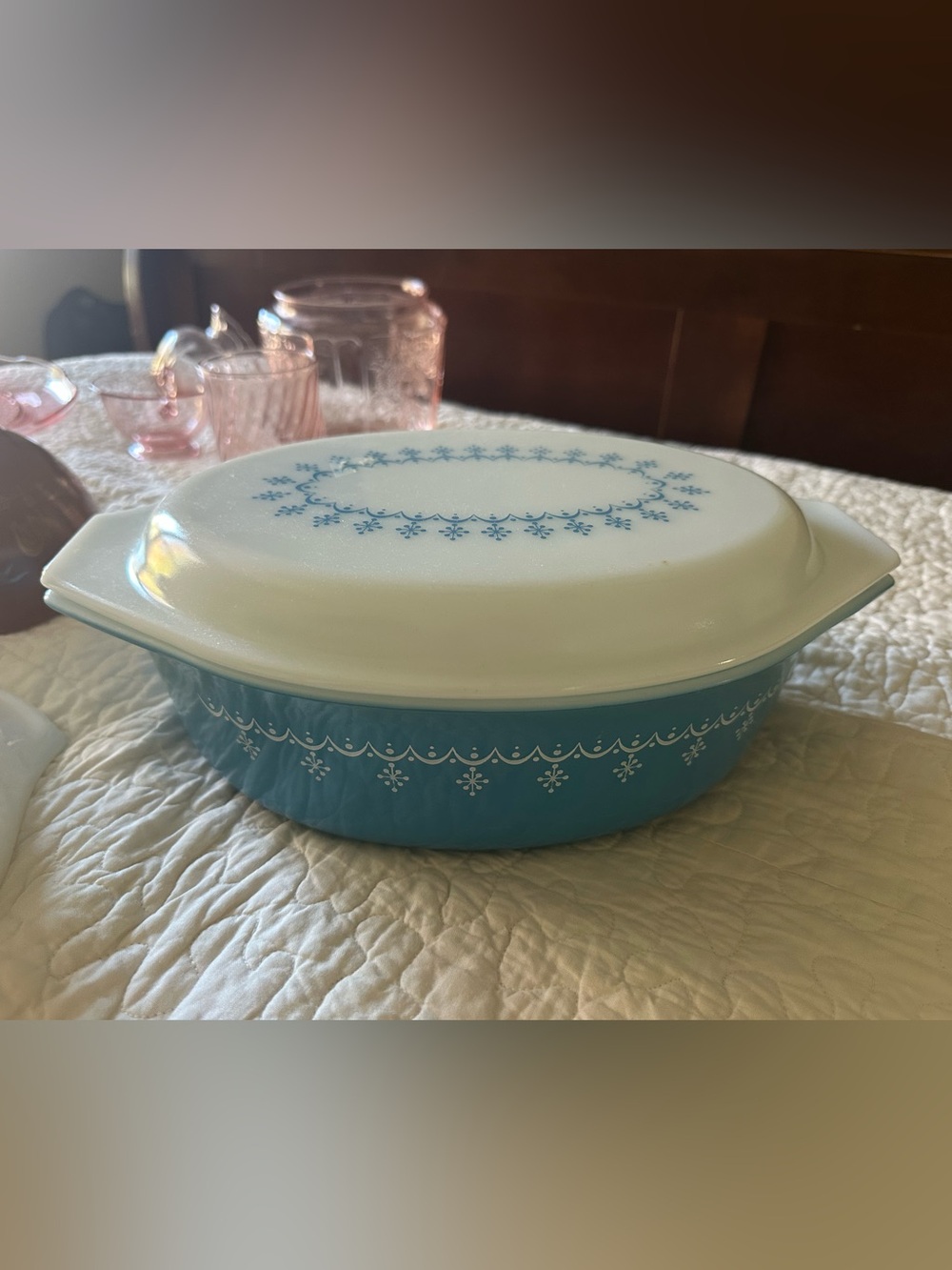 🩵 Vintage Pyrex #045 Snowflake Garland Casserole
